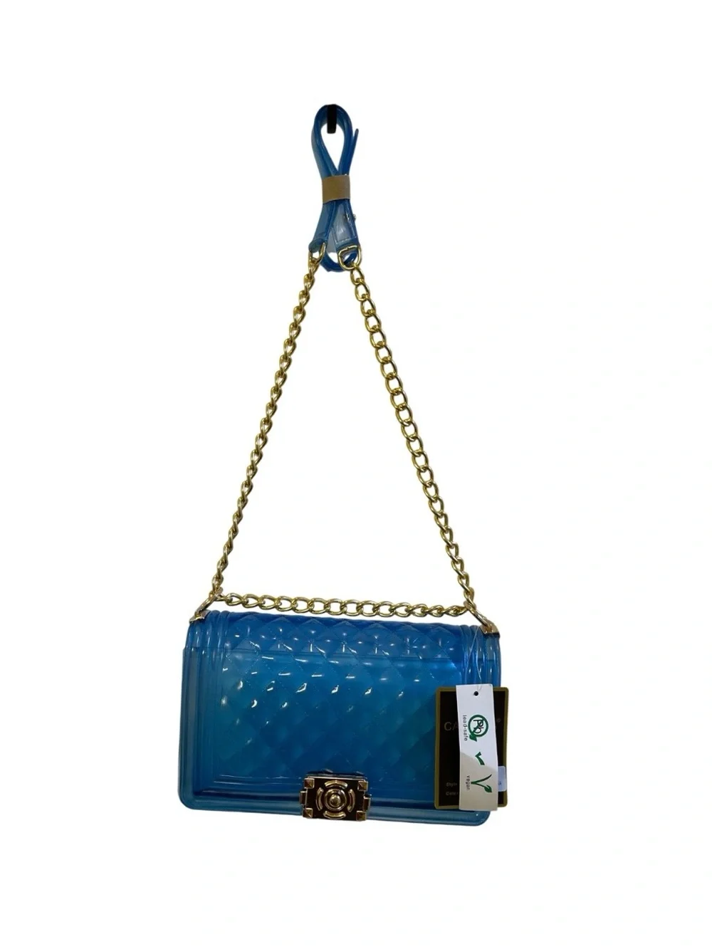 CALEESA Blue Quilted Jelly Chain Crossbody Bag - NWT **